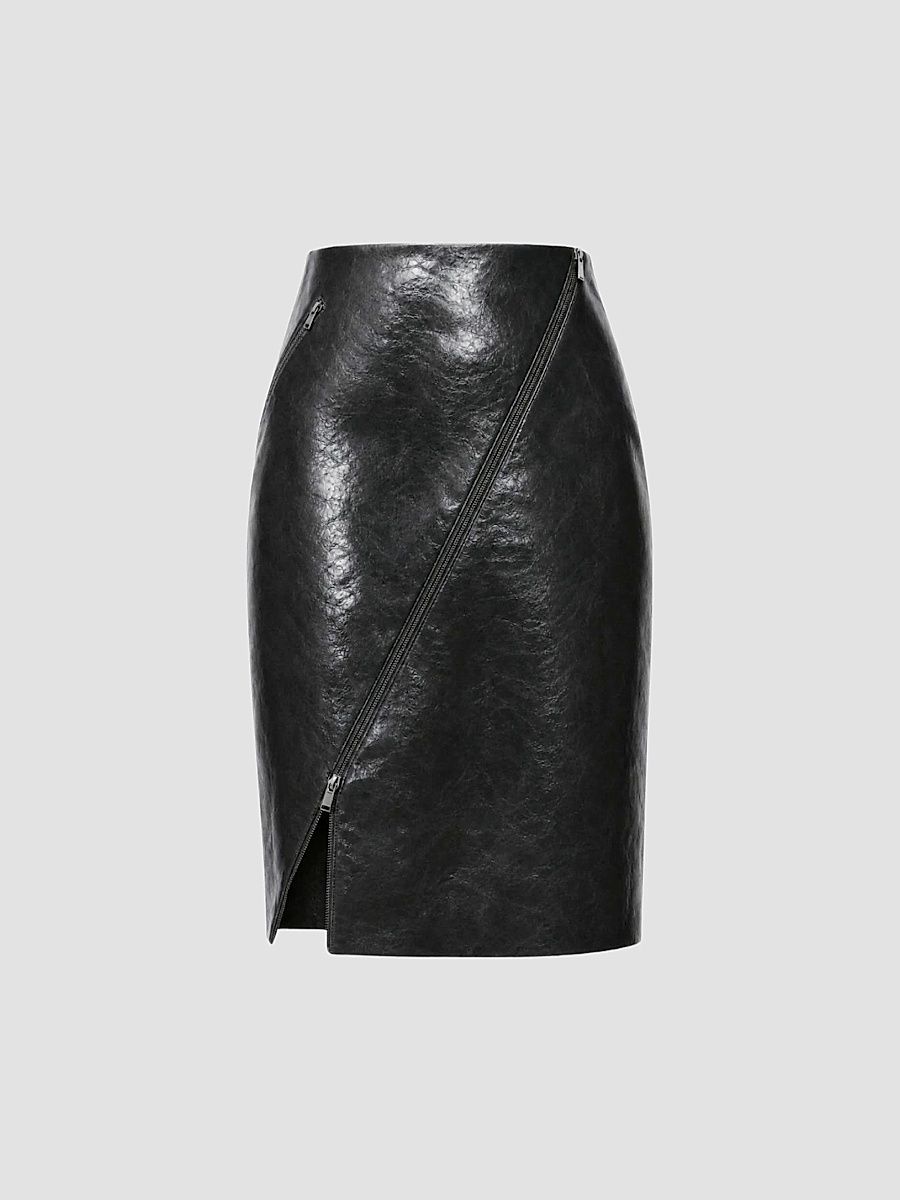 Women's Verena Faux-Leather Pencil Midi Skirt - Jet - Size 10