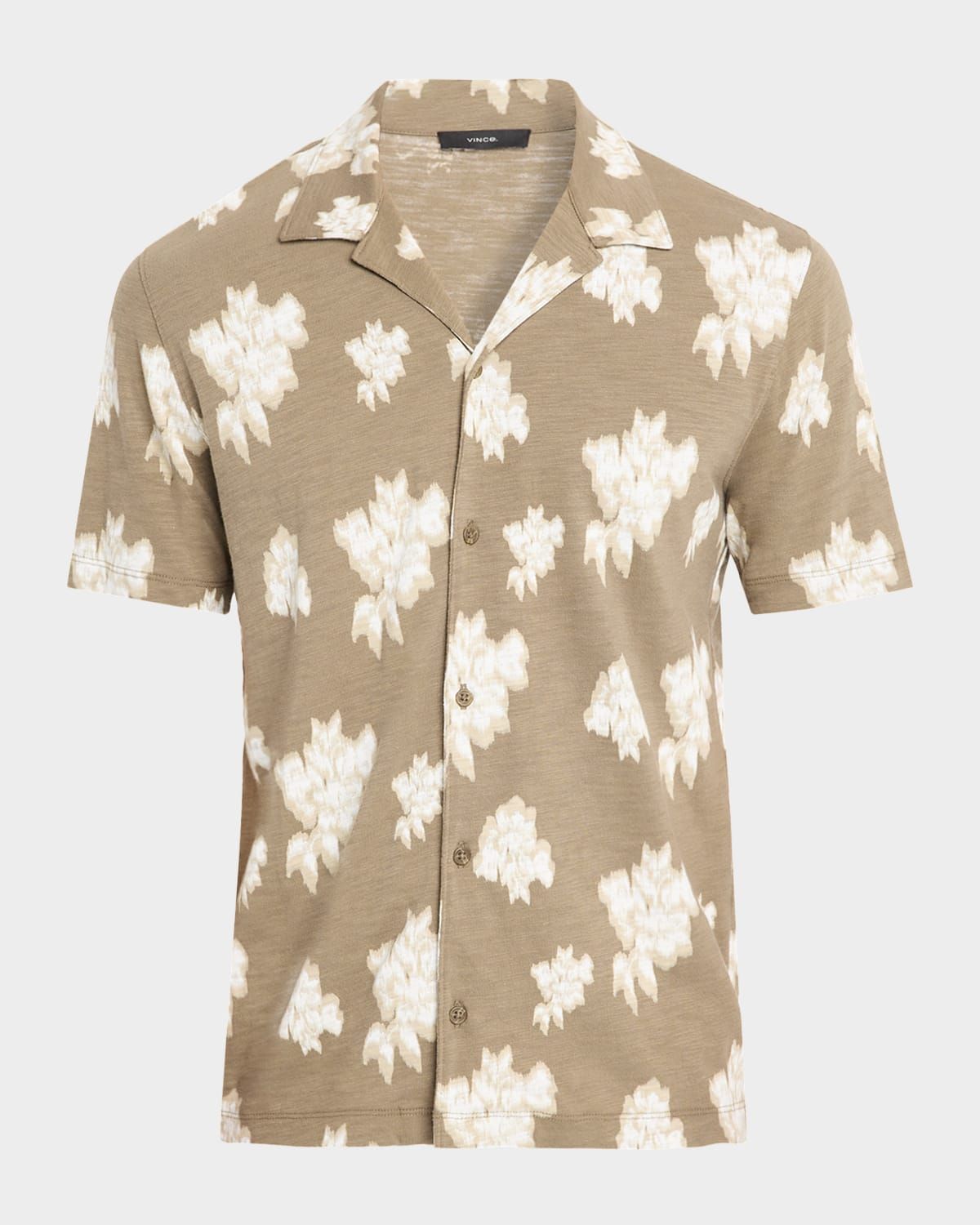Men & apos;s Floral Slub Cotton Short-Sleeve Shirt
