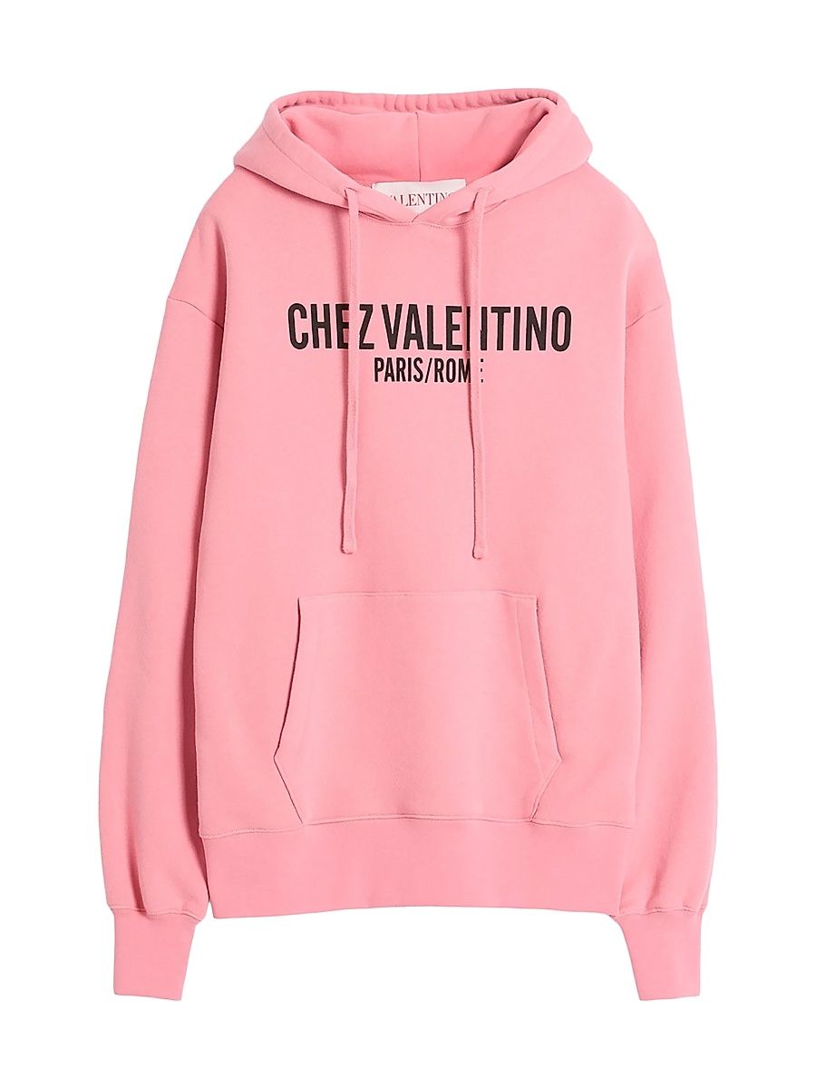 Women's Sweatshirt in Jersey Cotton Sweatshirt with Chez Valentino Print - Pink - Size XS