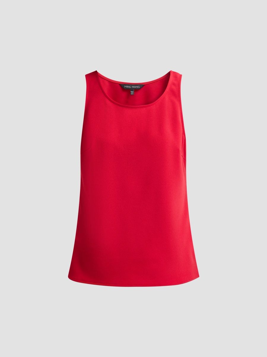 Ming Wang Women's Stretch Deco-Crepe Scoopneck Tank - Holiday - Size XL