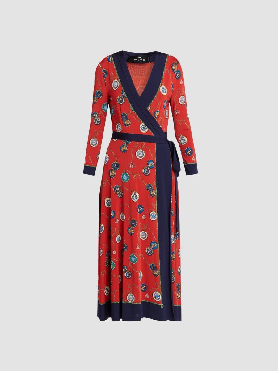 Etro Women's Status Printed Wrap Midi Dress - Stampa Rosso - Size 0