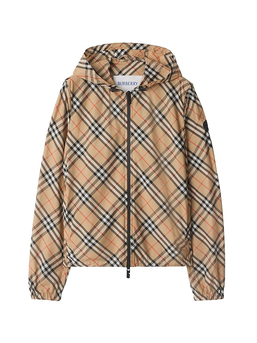 Women's Check Hooded Jacket - Sand Ip Check - Size XS