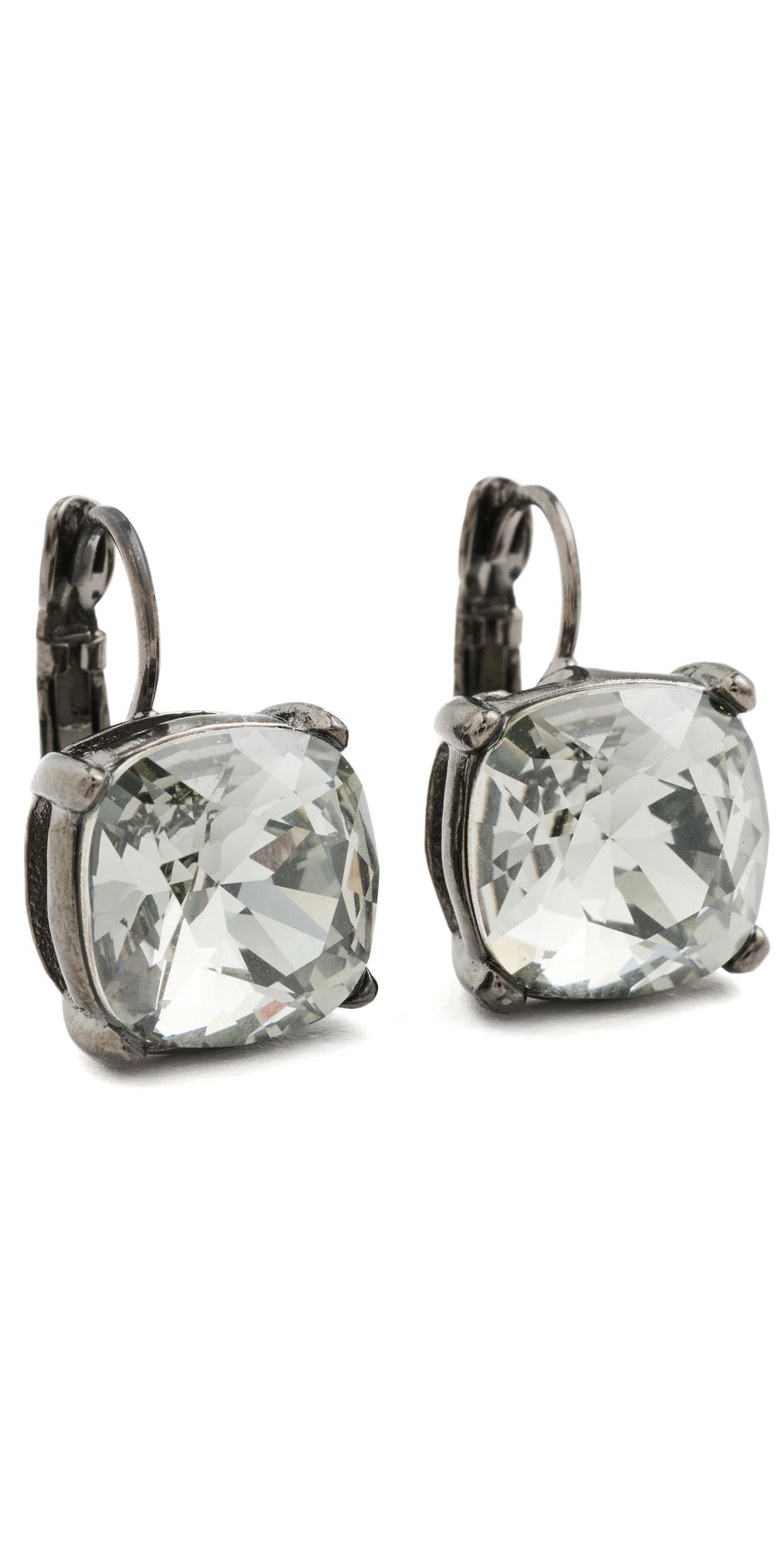 Kenneth Jay Lane Faceted Square Stone Earrings Black Diamond One Size