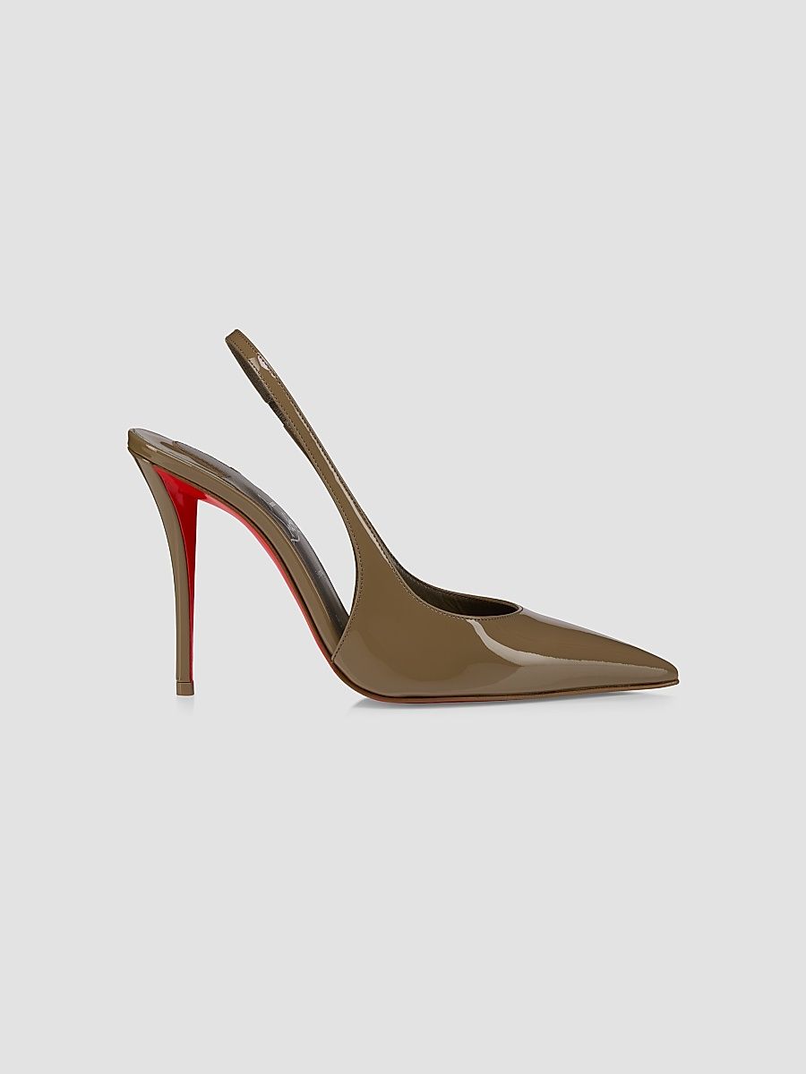 Christian Louboutin Women's Miss Z Patent Leather 100MM Sling Back Pumps - Silex - Size 5