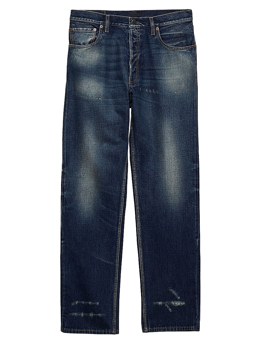 Men's Regular Washed Denim Jeans - Blue - Size 28