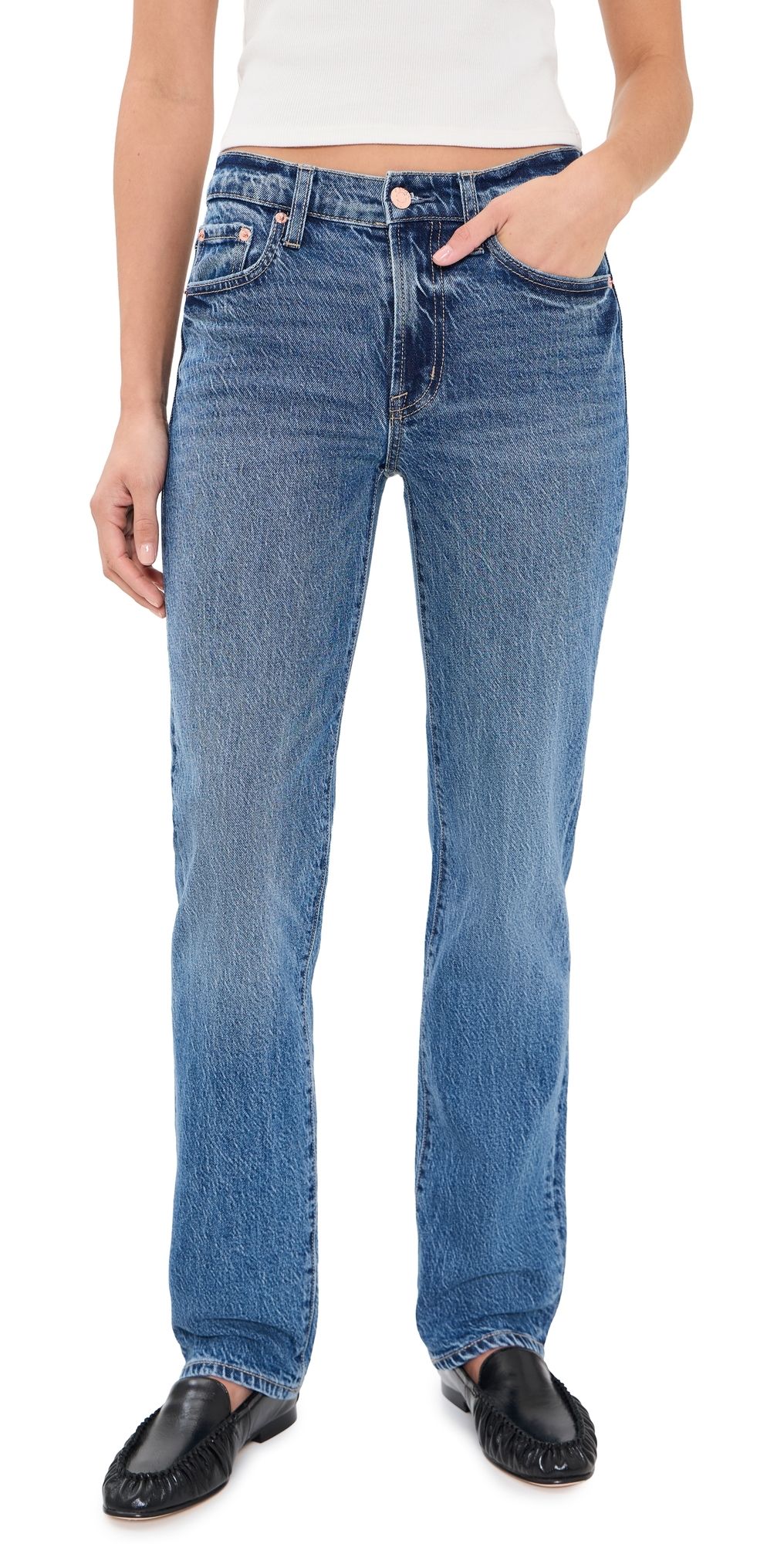 Pistola Aleks Mid Rise Straight Long Jeans Sea Salt 24