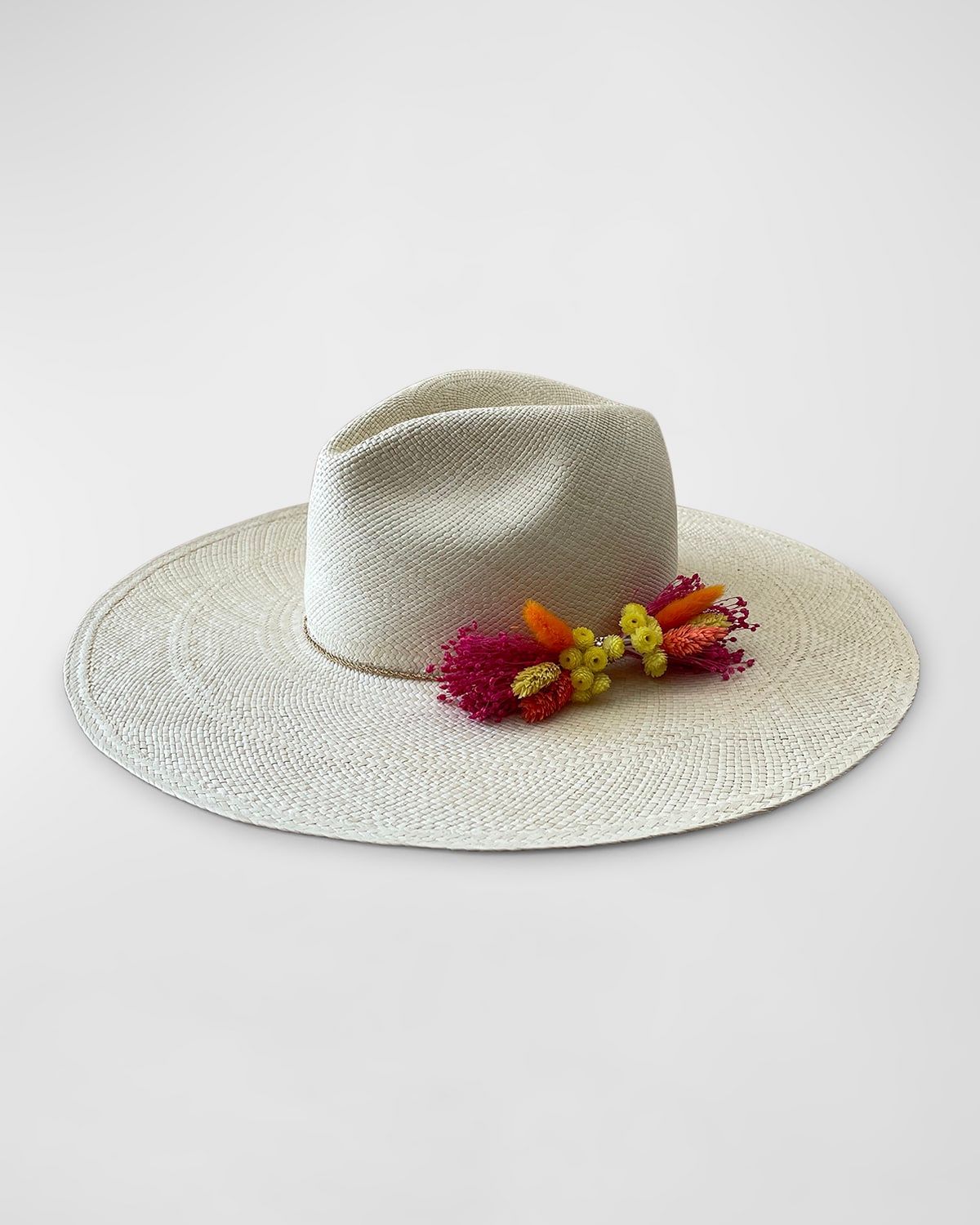 Donna Straw Fedora With Dried Florals
