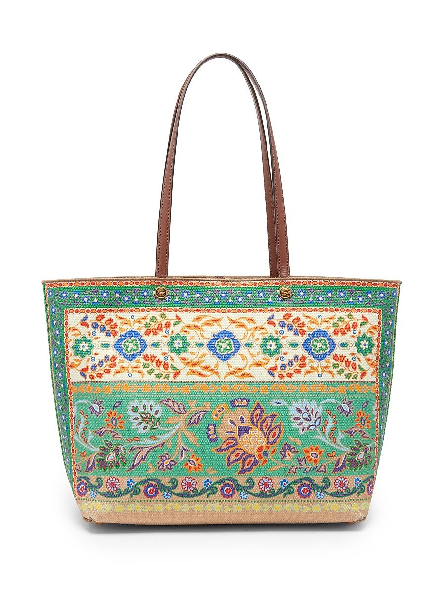 Women's Medium Essential Printed Canvas Shopper Tote Bag - Stampa Verde
