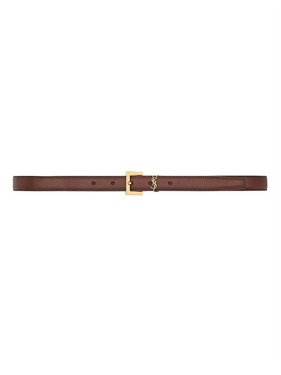 Women's Cassandre Thin Belt in Aged Leather - Dark Wet Clay - Size 30
