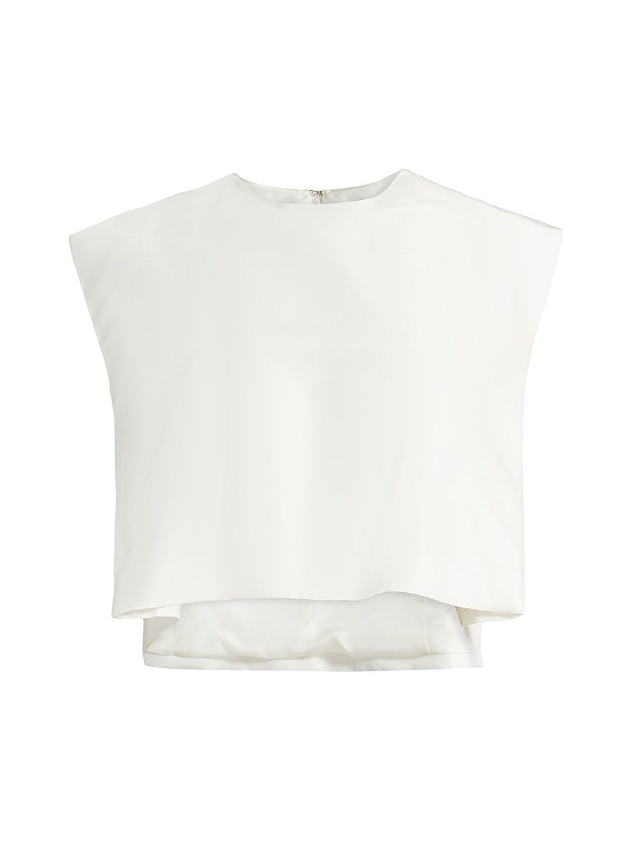 Women's Milagros Silk SleevelessCropTop - Ivory - Size Medium