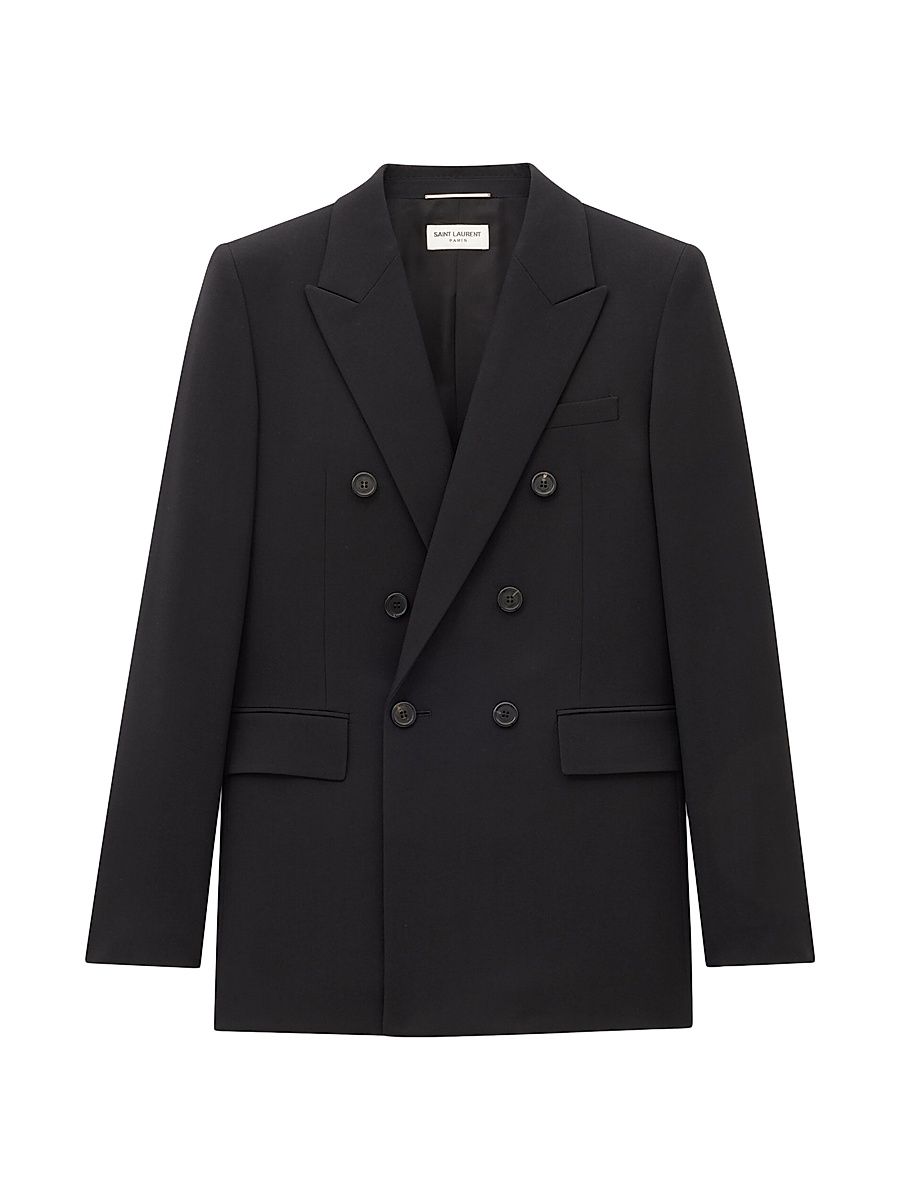 Saint Laurent Men's Jacket in Wool Gabardine - Black - Size 40