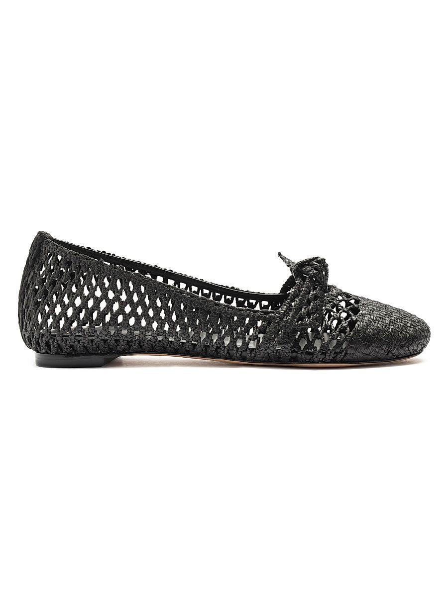 Women's Clarita Knotted Raffia Ballerina Flats - Black - Size 12