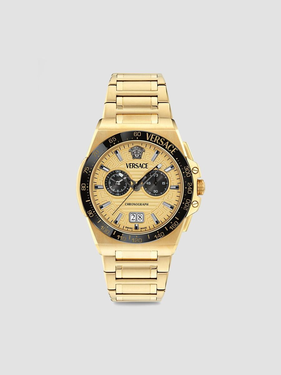 Versace Men's Greca Reaction Ion Yellow Gold-Plated Bracelet Watch/43MM - Ip Yellow Gold