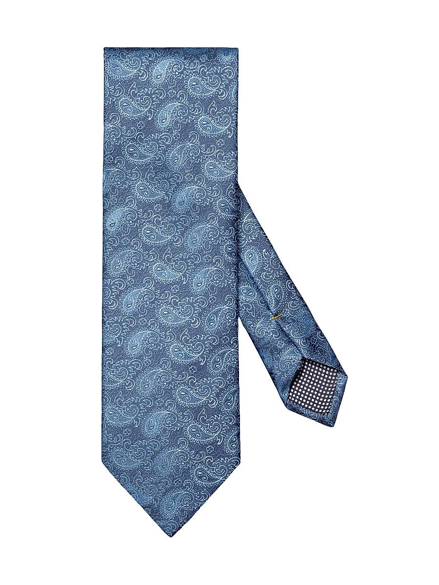 Men's Paisley Silk Tie - Medium Blue