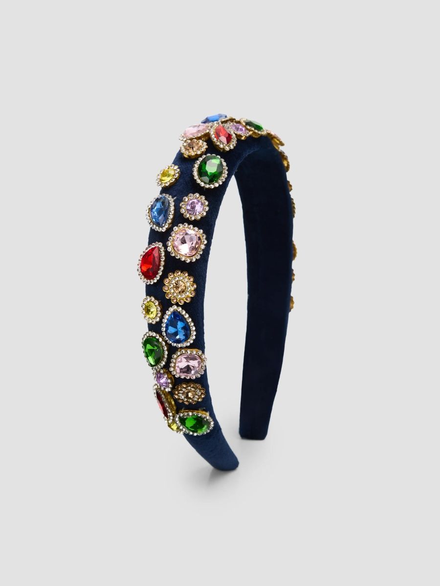 Bari Lynn Girl's Girl's Jewel Headband - Navy