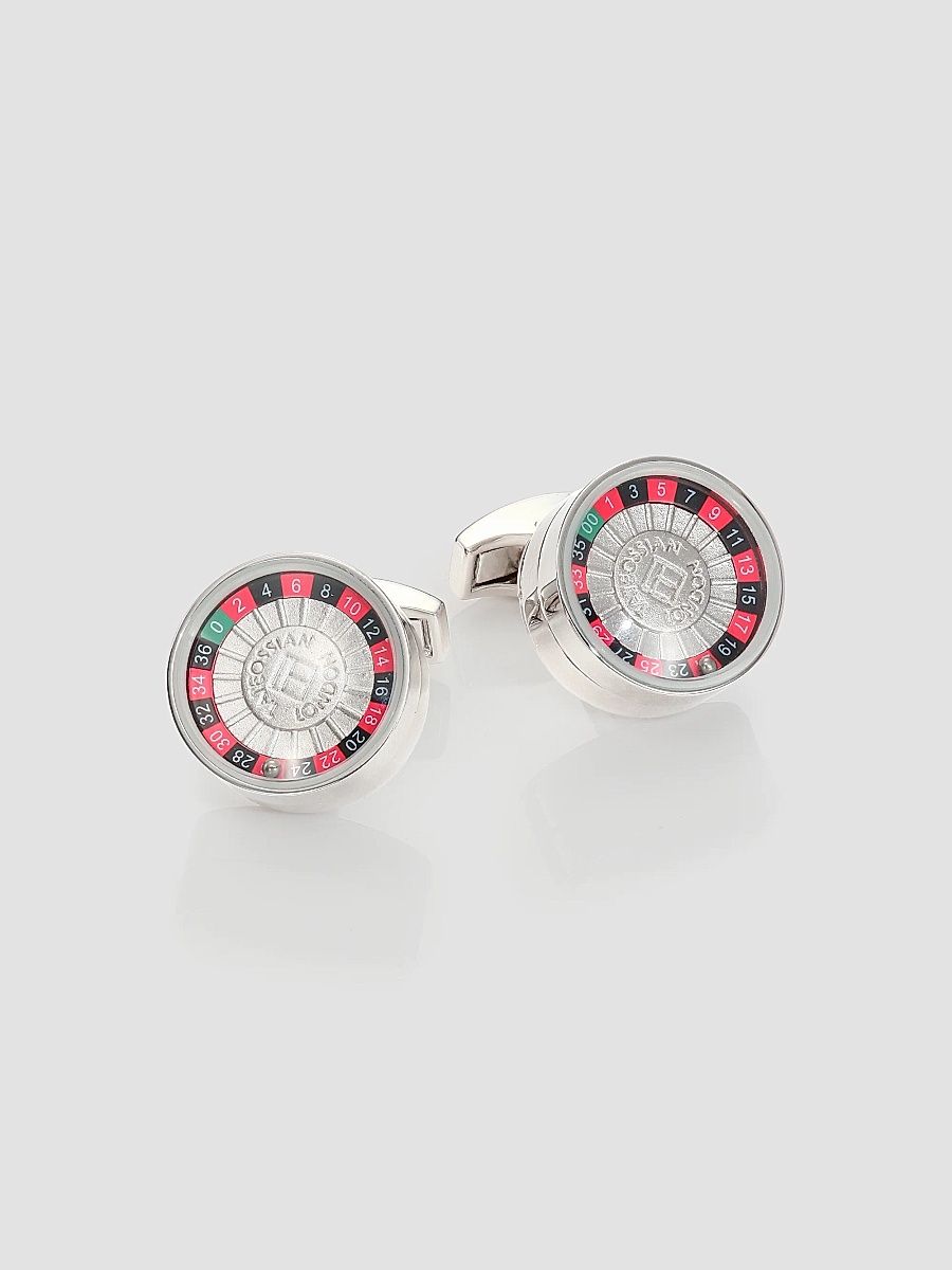 Men's Roulette Cuff Links - Silver