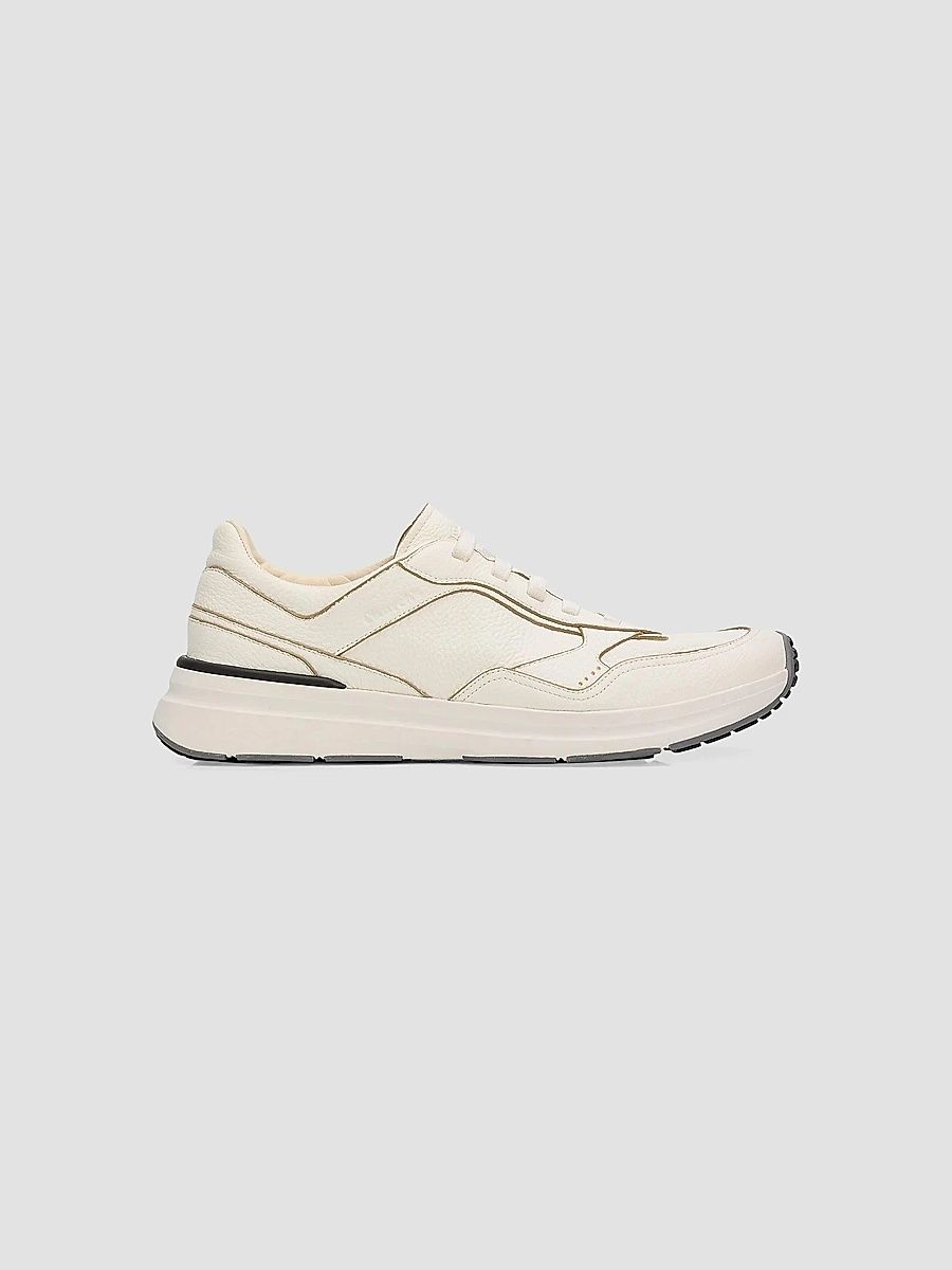 Men's Sterling Leather Low-Top Sneakers - Ivory - Size 11.5