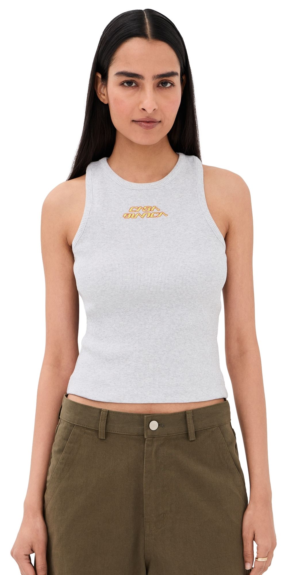 Casablanca Ribbed Tank Top Grey Marle XS