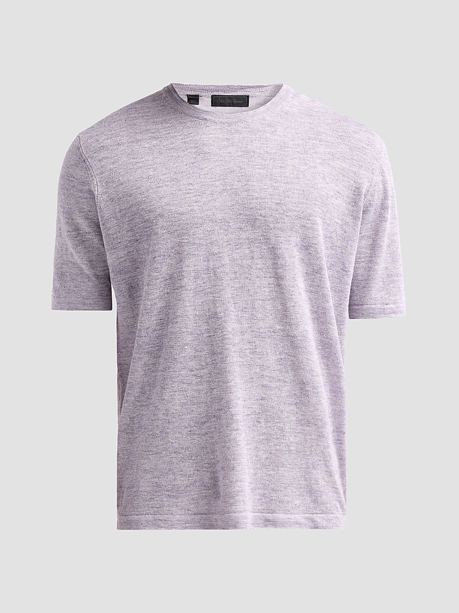 Men's Linen Crewneck T-Shirt - Lilac - Size XXL