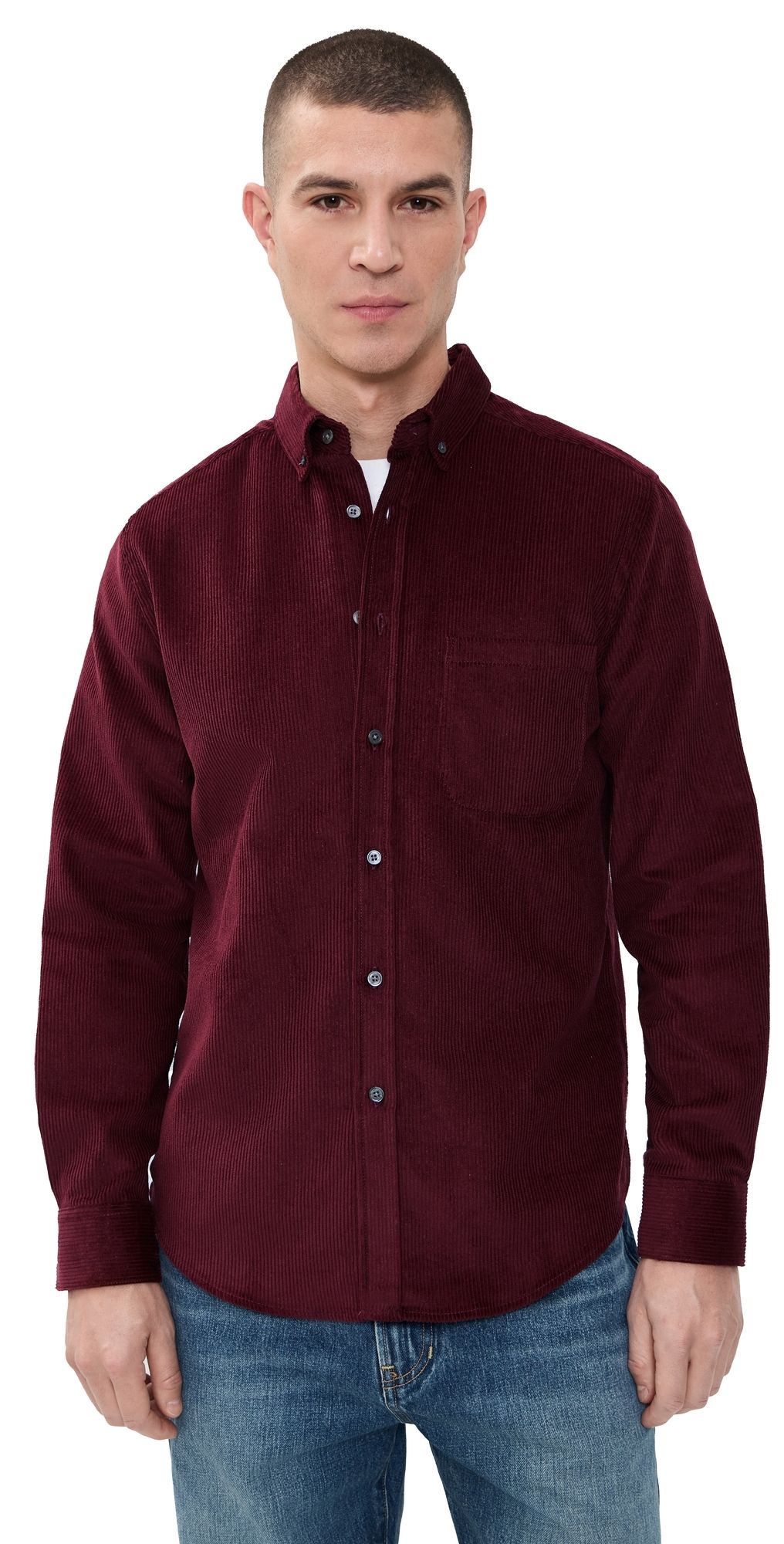 Portuguese Flannel Lobo 2.0 Corduroy Button Down Shirt Bordeaux S
