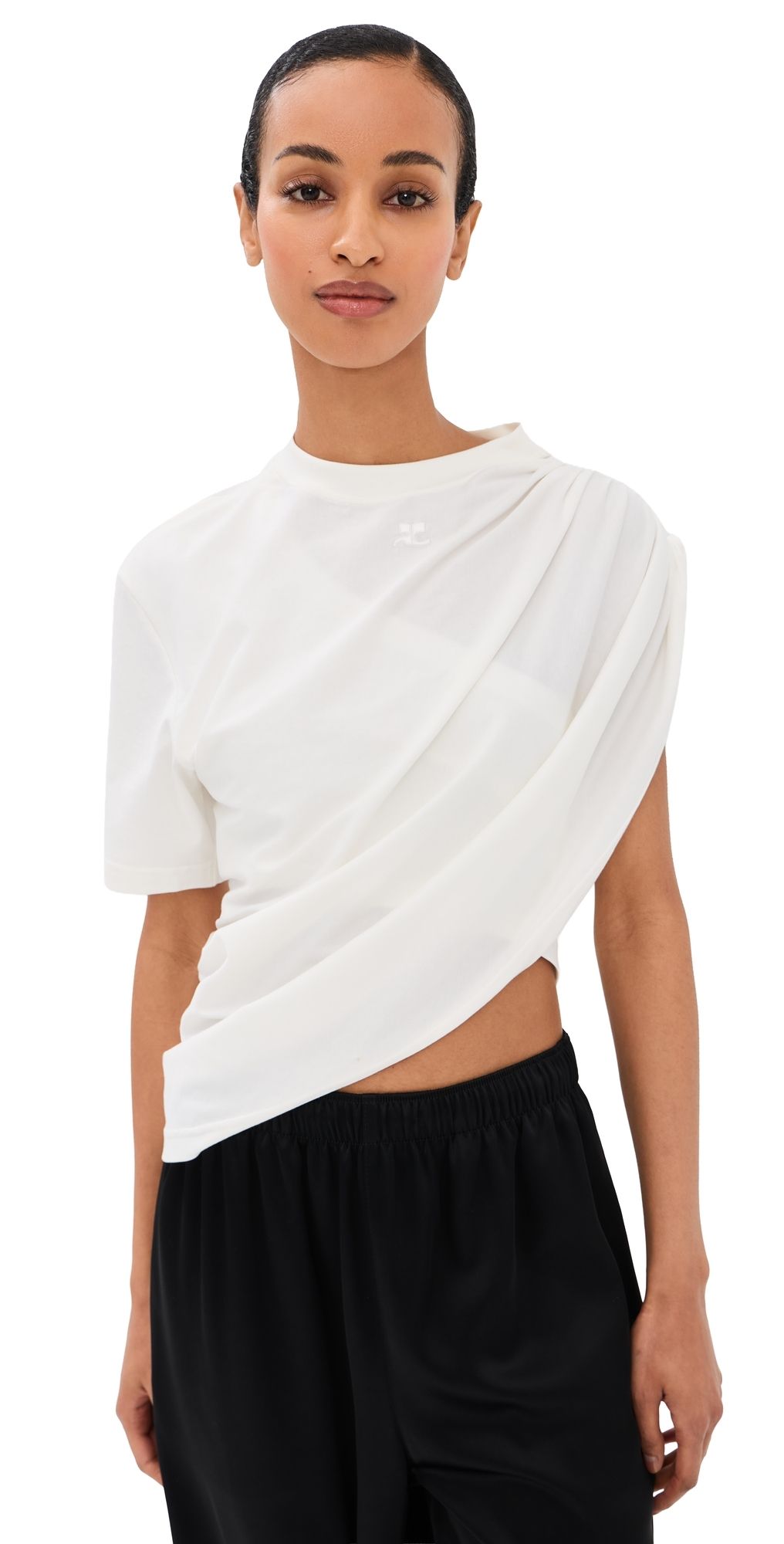Courrèges Asymmetrical Twist T-Shirt HERITAGE WHITE L