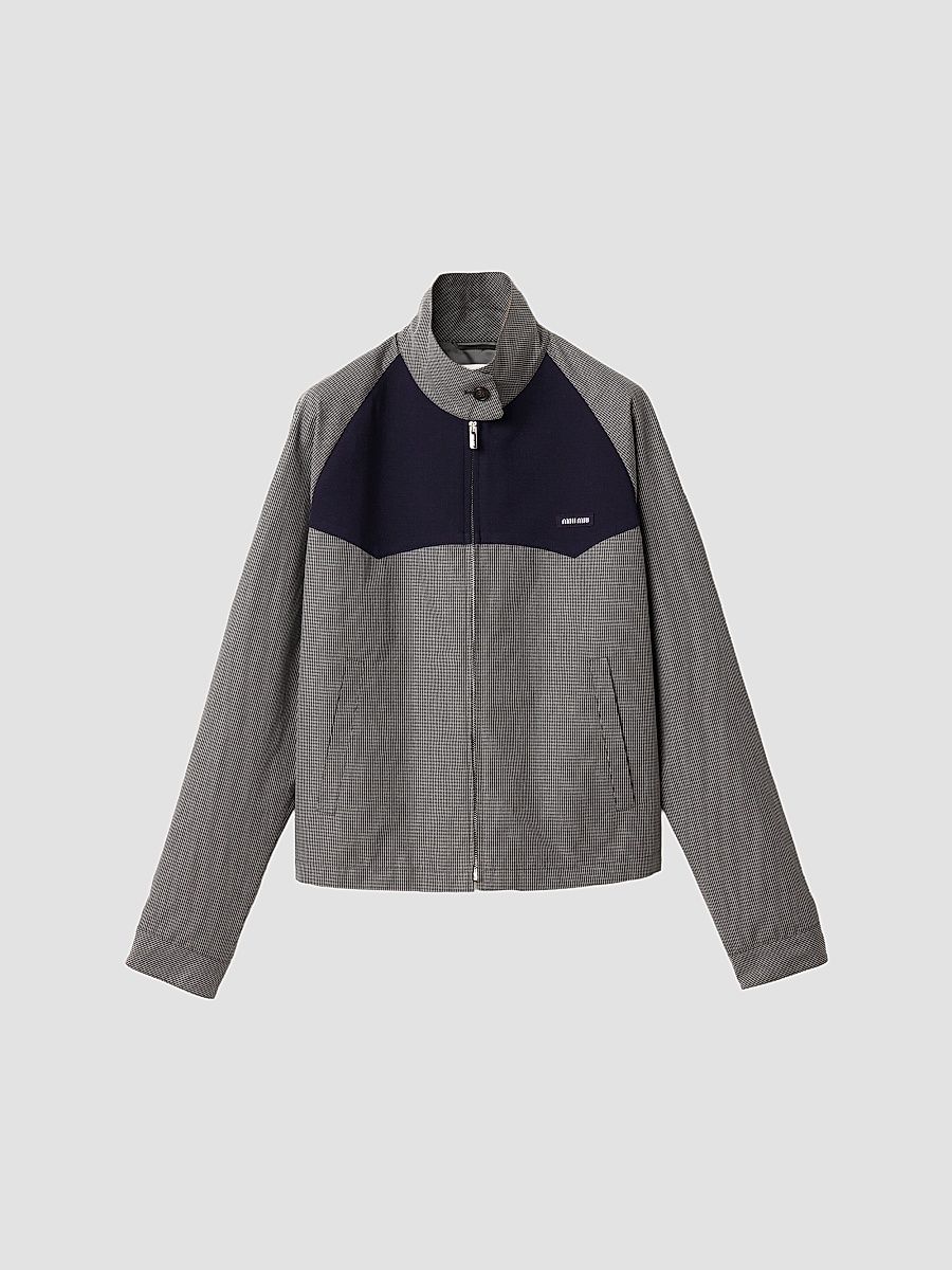 Women's Gingham Check Blouson Jacket - Grey - Size 6
