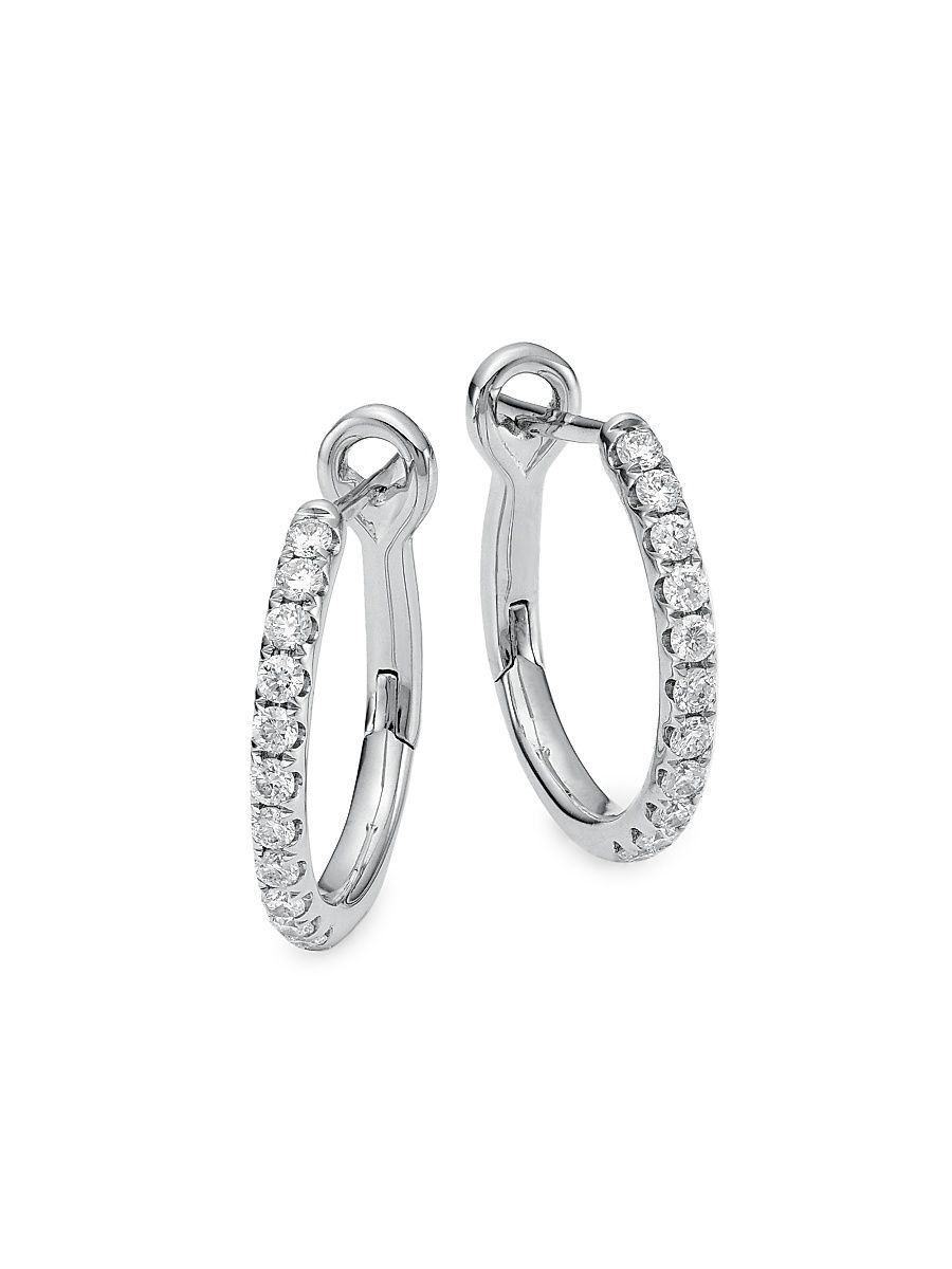 Women's 14K White Gold & 0.26 TCW Diamond Hoop Earrings - White Gold