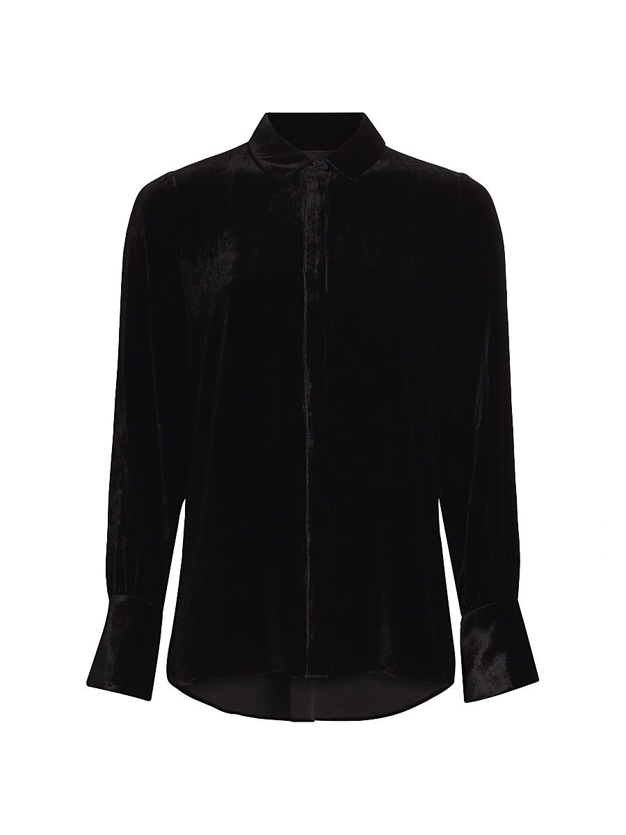 Women's Pandy Velvet Blouse - Black - Size XXL