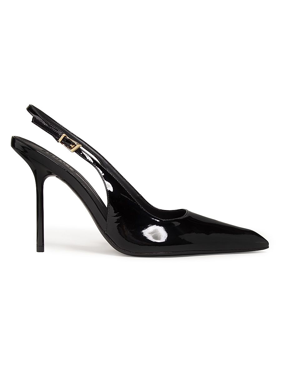 Women's Leona 115MM Patent Leather Slingback Pumps - Black - Size 9.5