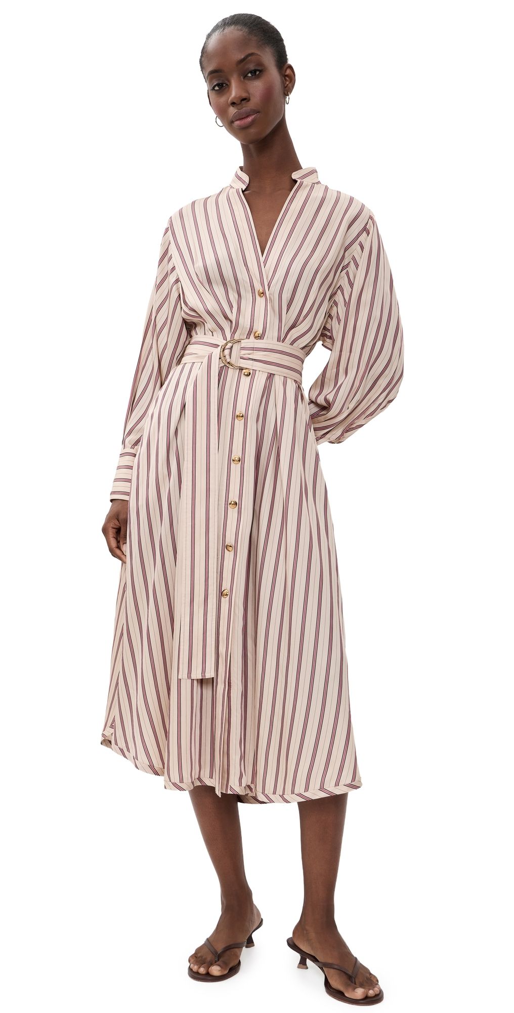 Zimmermann Valiant Tuck Shirt Dress Cream Rose Stripe 0