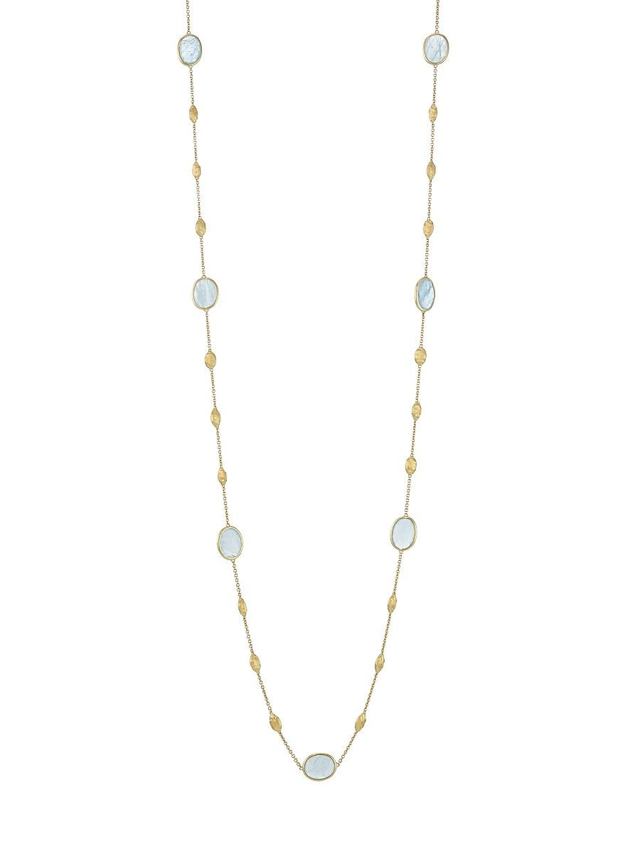 Women's Siviglia 18K Yellow Gold & Aquamarine Station Necklace - Blue