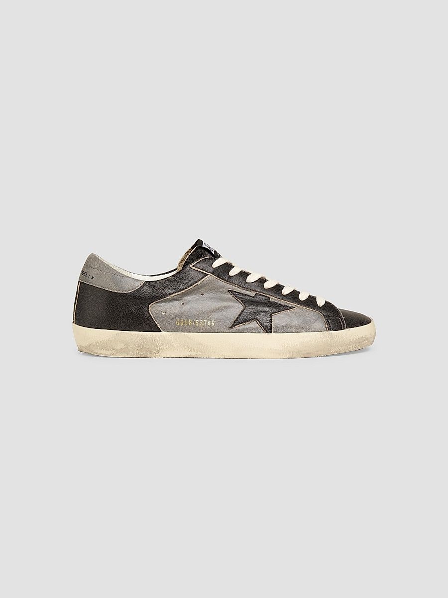 Men's Super Star Leather Sneakers - Black Grey - Size 13
