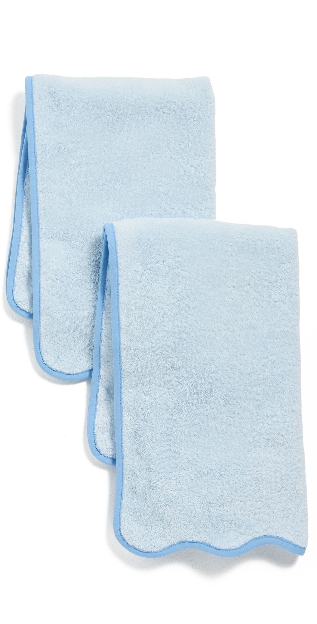 Weezie Scallop Hand Towels 2 Pack French Blue on Light Blue One Size