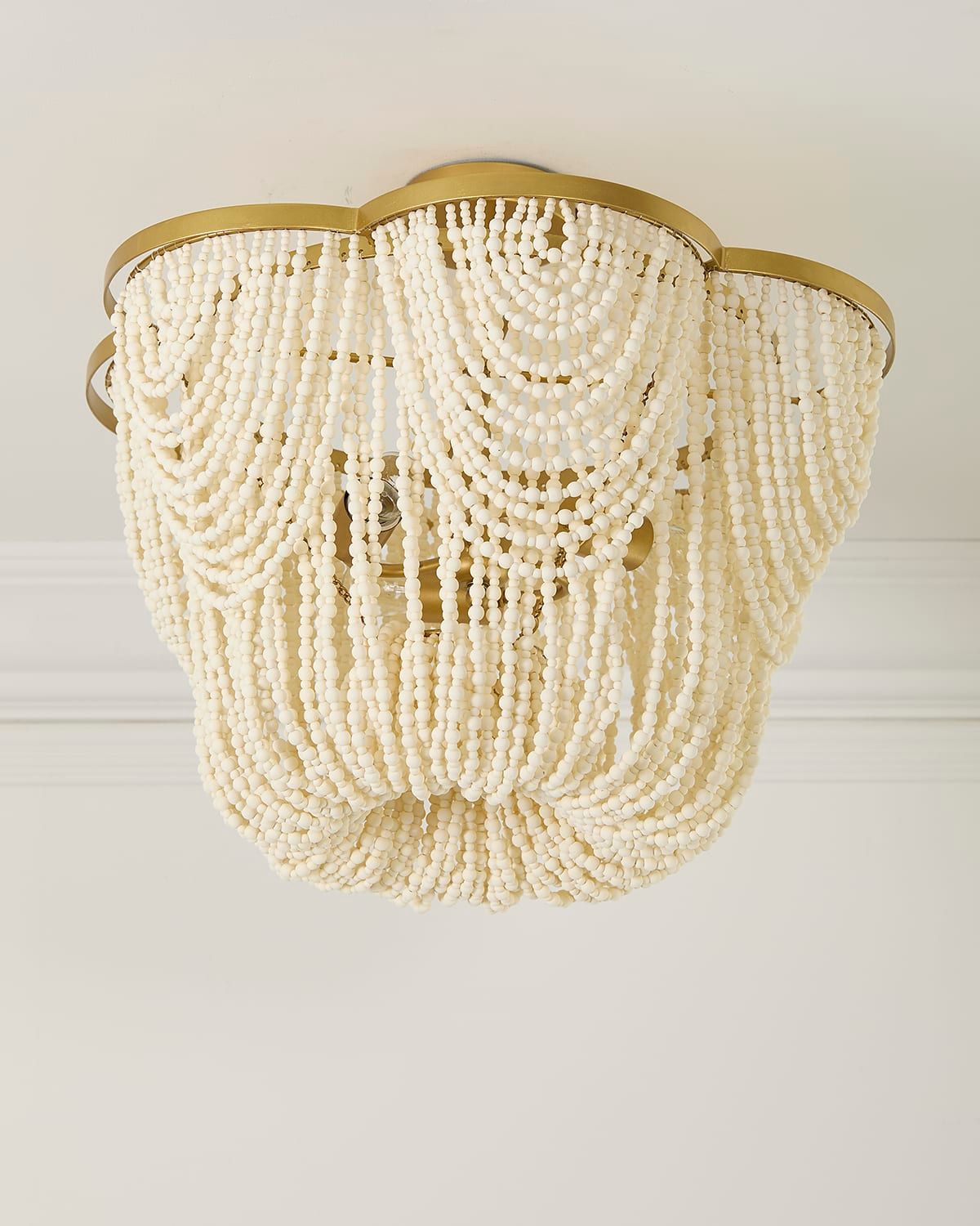 Draped Wood Bead Flushmount