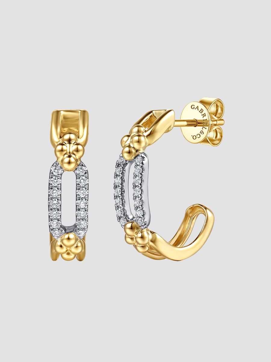 Gabriel & Co Women's Two-Tone 14K Gold & 0.17 TCW Diamond Half-Hoop Earrings - Yellow Gold