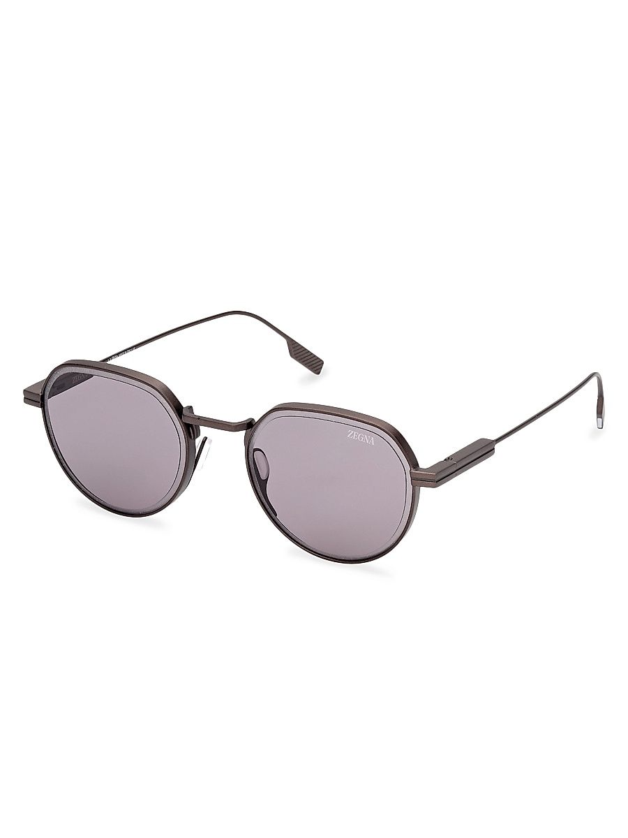Men's 52MM Round Sunglasses - Matte Gunmetal Purple