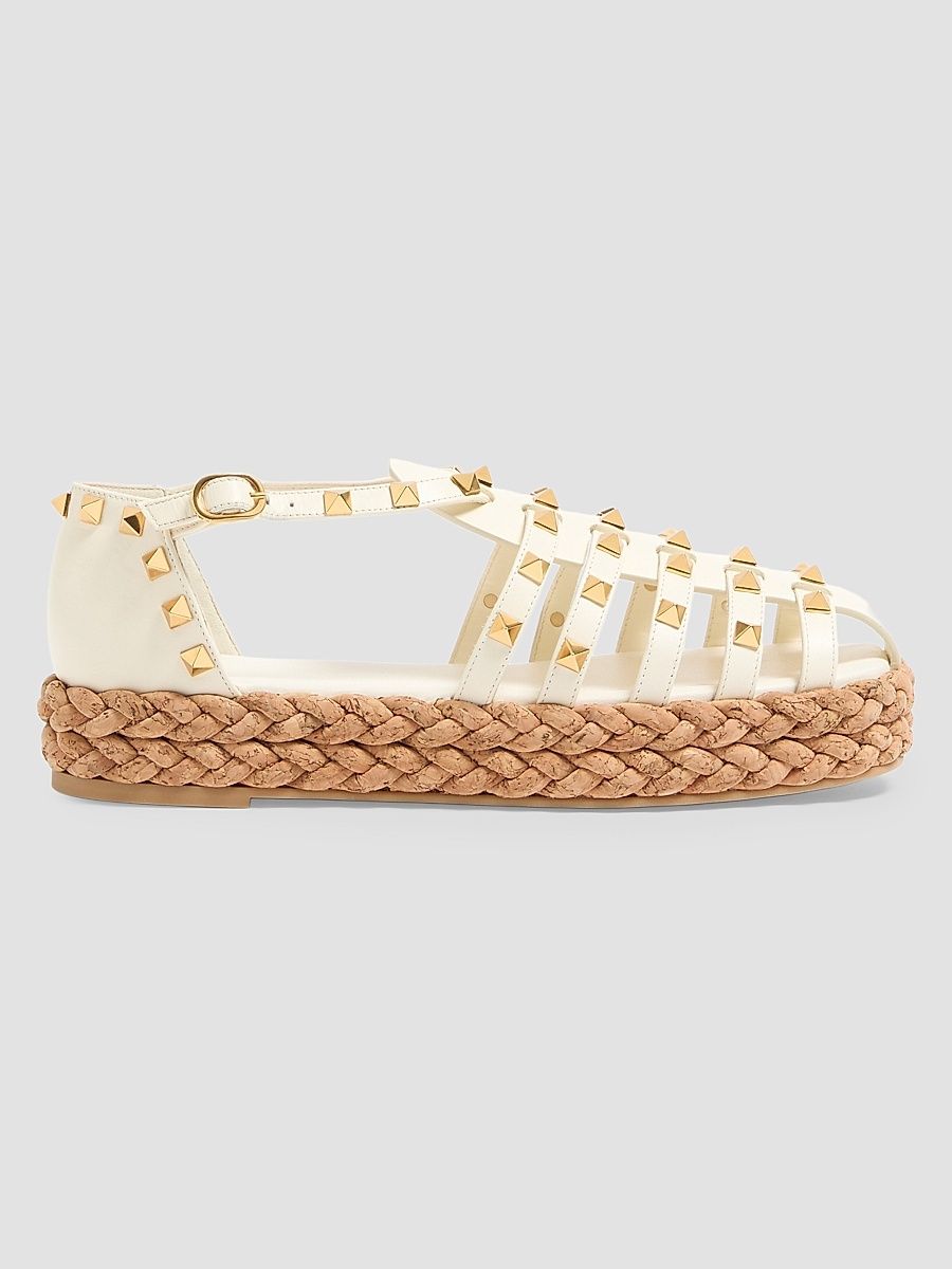 Women's Rockstud Fishermen 30MM Sandals - Ivory Natural - Size 5