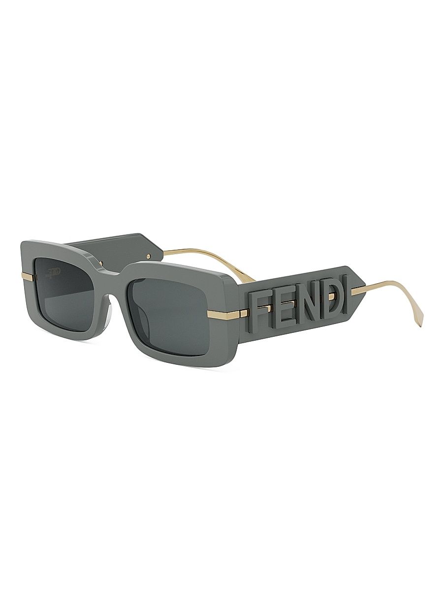 Women's FendiGraphy 51MM Rectangular Sunglasses - Grey Dark Grey