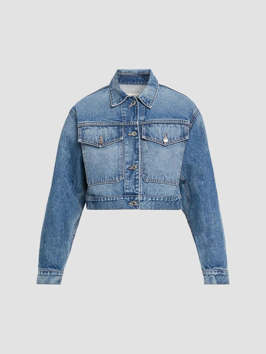Nili Lotan Women's Clement Denim Crop Jacket - Rosebowl Wash - Size XL