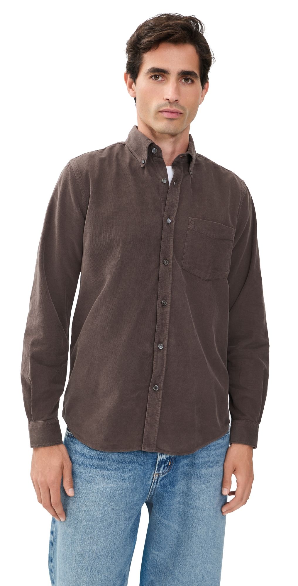 Closed Corduroy Button Down Shirt Espresso Brown S