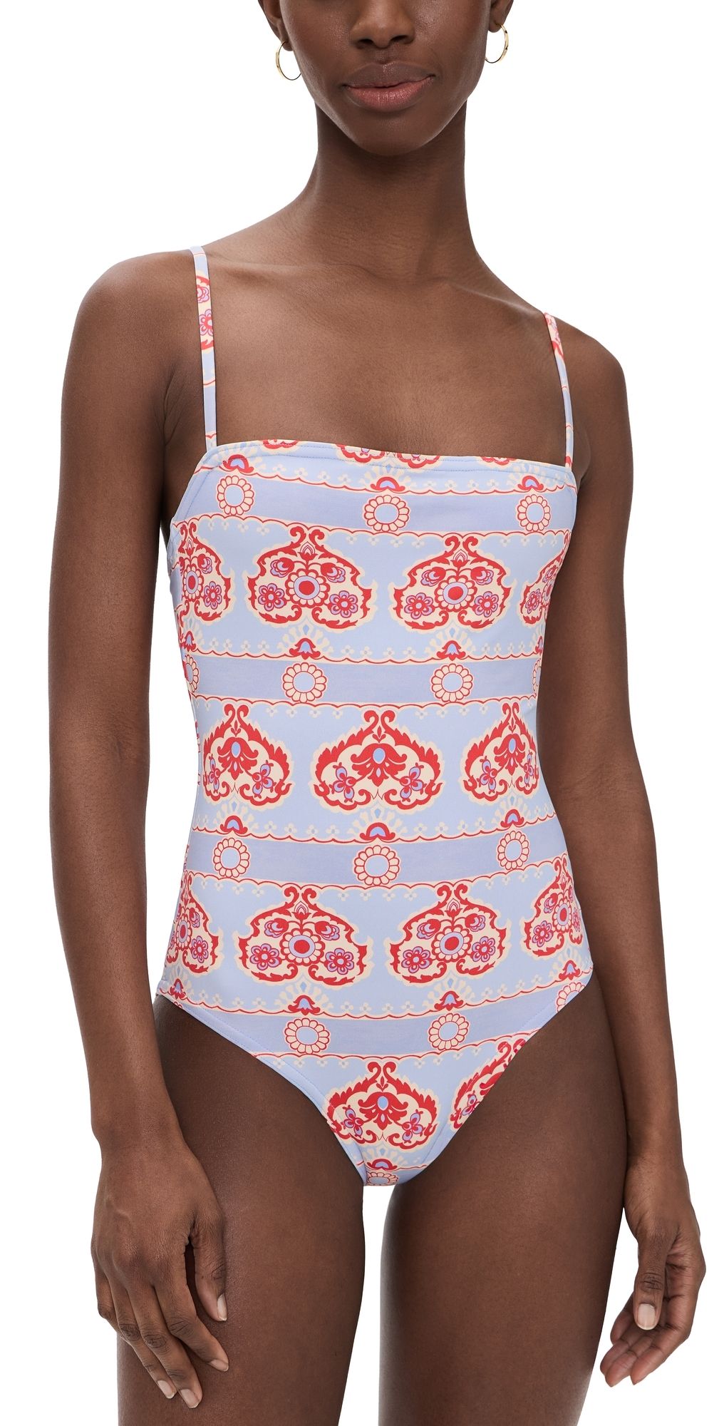 Hill House Home The Giana One-Piece Swimsuit Poppy Damask Stripe XL