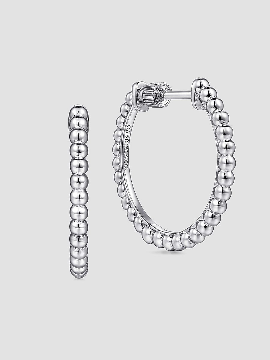 Gabriel & Co Women's Bujukan Sterling Silver Beaded Hoop Earrings/20MM - Sterling Silver