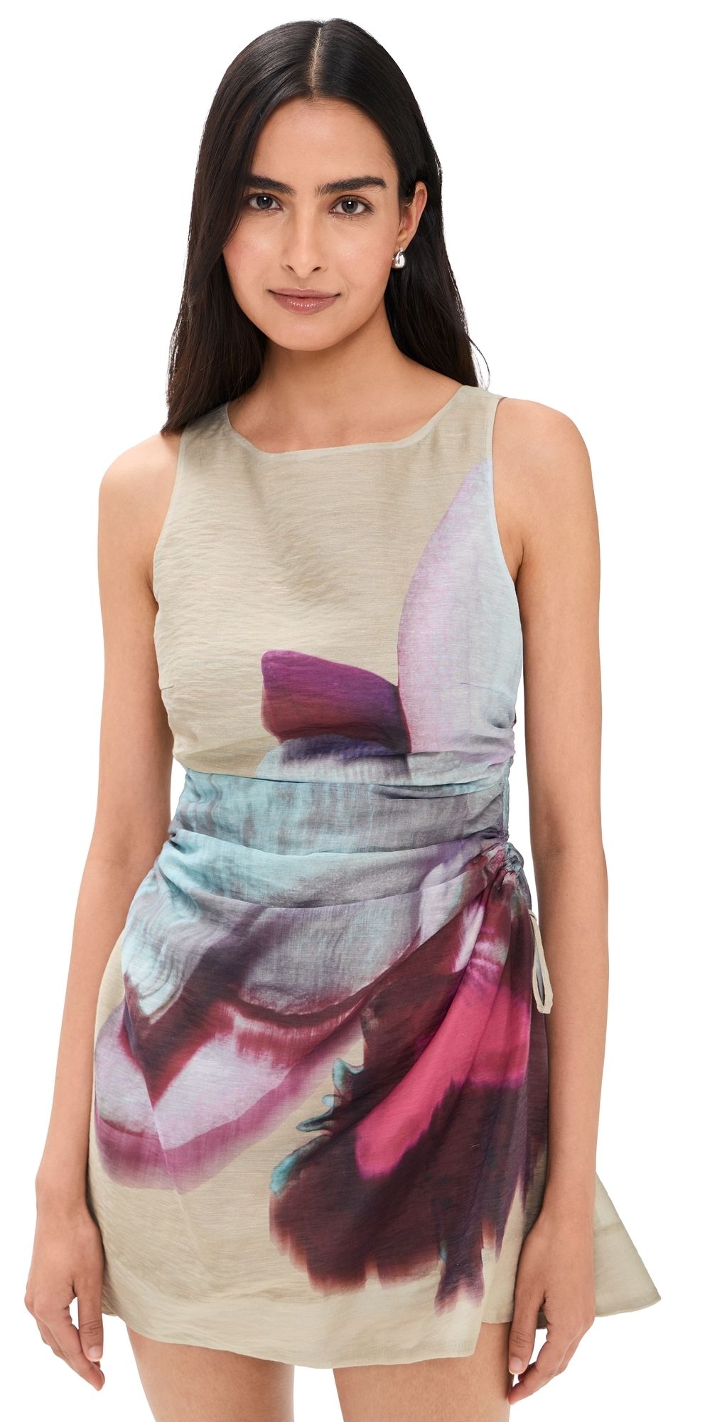 AMUR Waverlyn Ruched Mini Dress Sage Orchid Temp 2