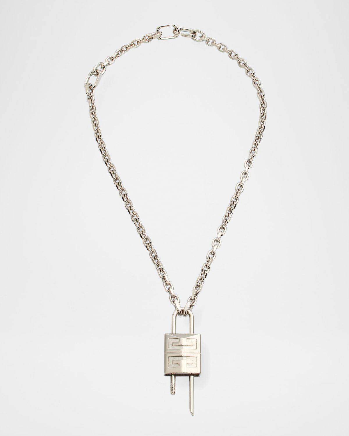 Men & apos;s Small Silvertone Padlock Necklace