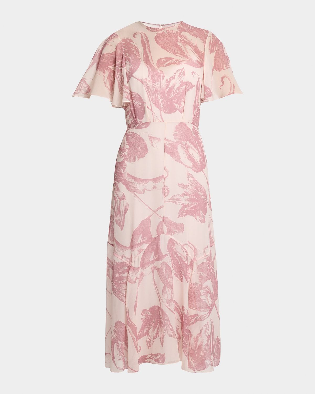 Floral-Print Silk Voile Midi Dress