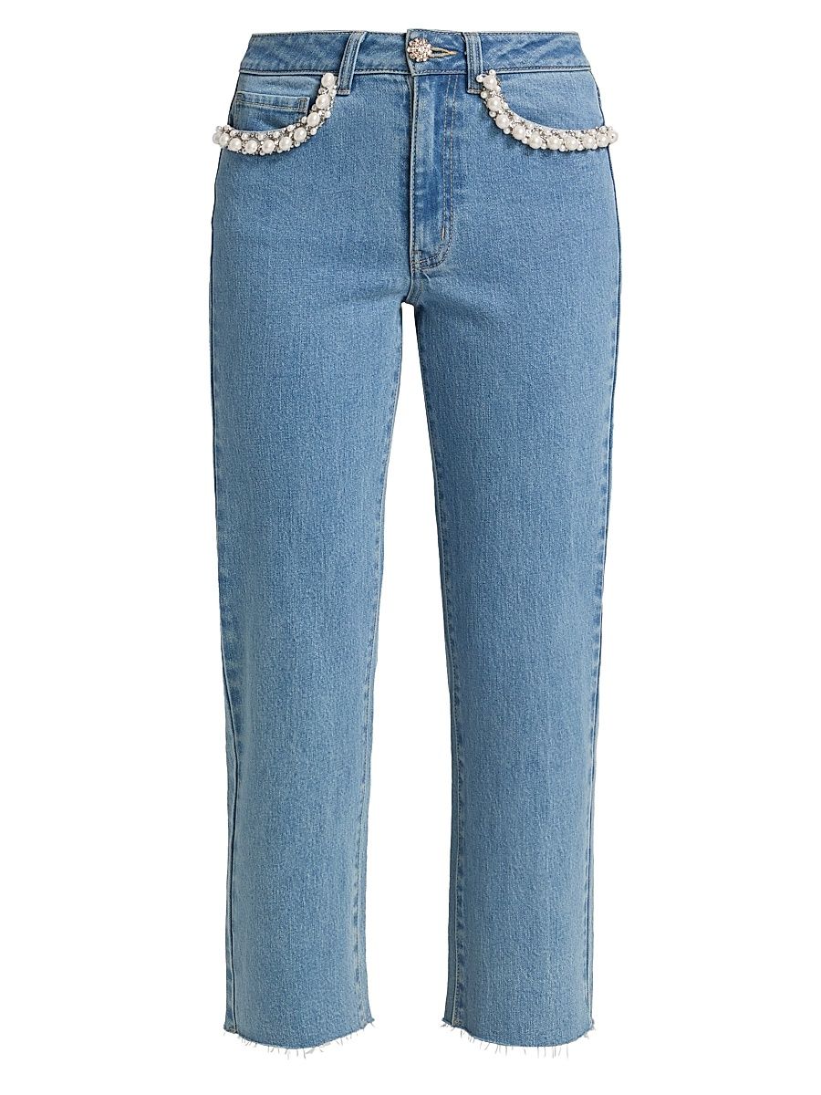 Women's Baylor Embellished Crop Jeans - Star Light Blue - Size 29