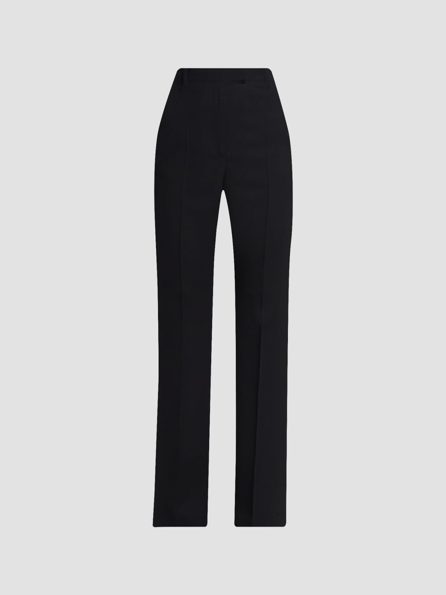 Alexander McQueen Women's Wool Straight-Leg Trousers - Black - Size 4