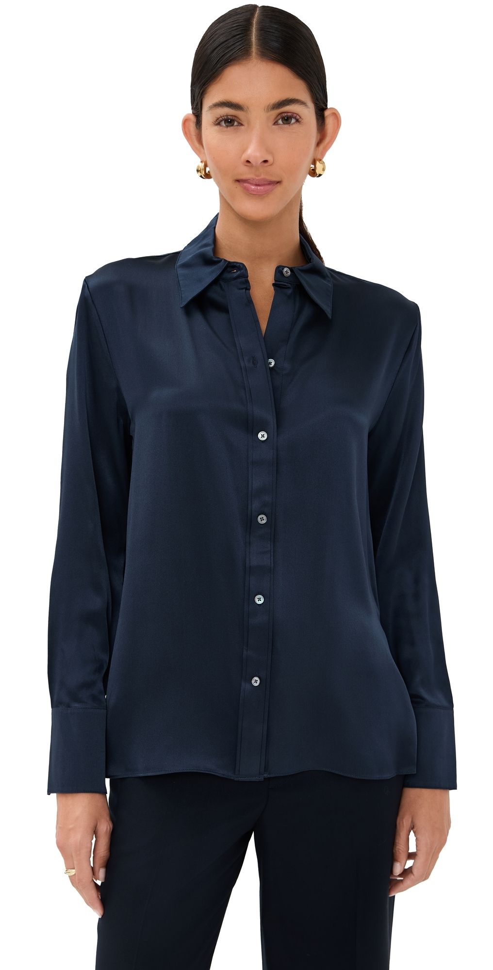 TWP Joey Button Down Silk Top Midnight M