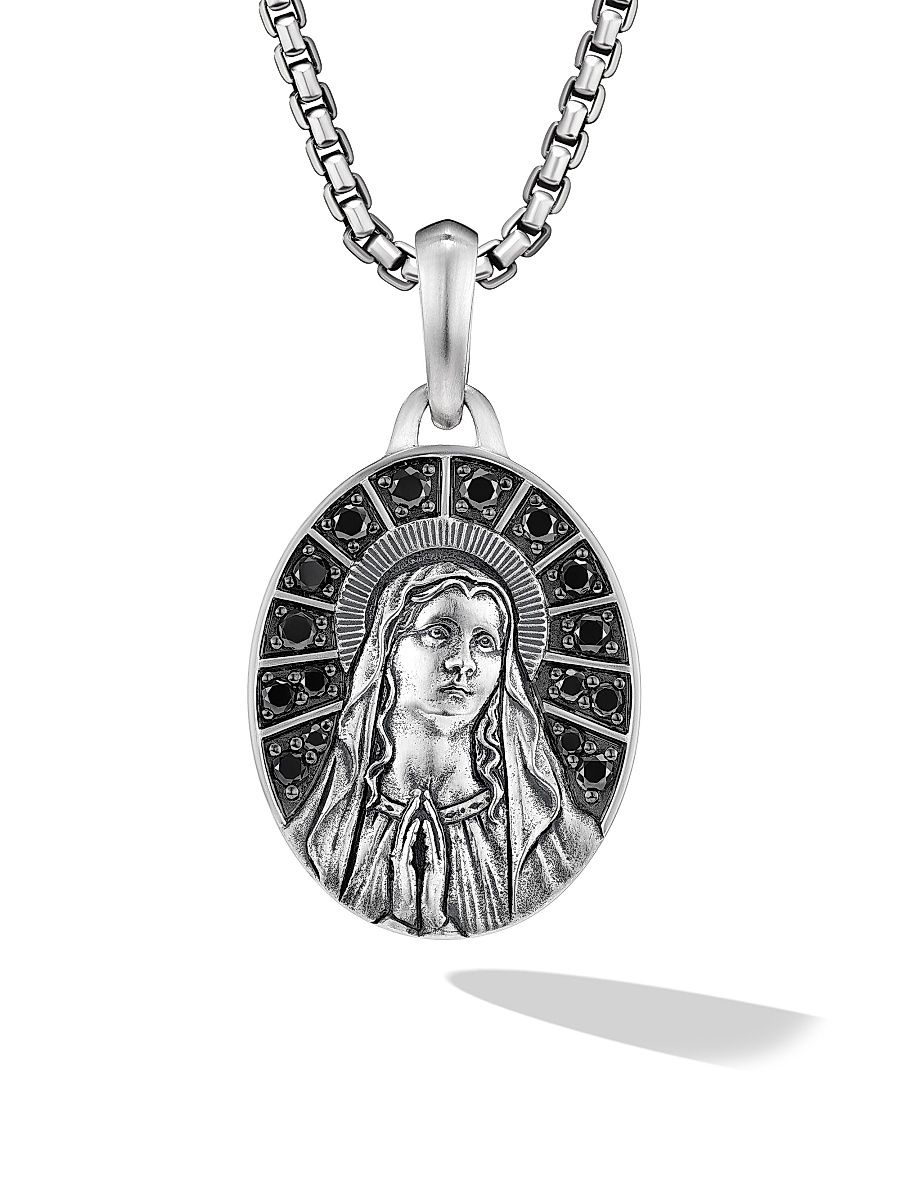 Men's Mary Amulet in Sterling Silver - Black Diamond