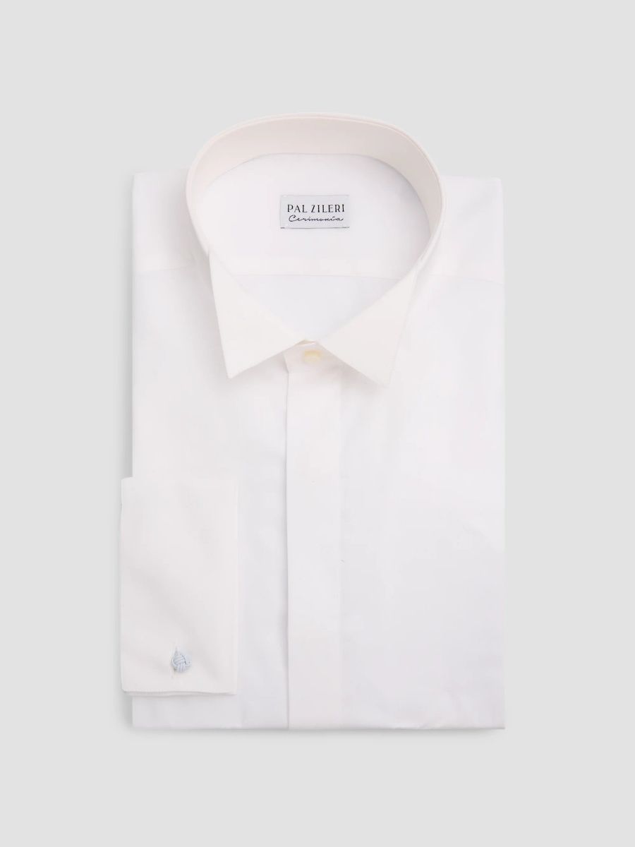 Pal Zileri Men's Wingtip Collar Cotton Dress Shirt - White - Size 16
